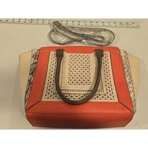 ALDO Top Handle Red Beige Animal Print Tote Bag NWOT